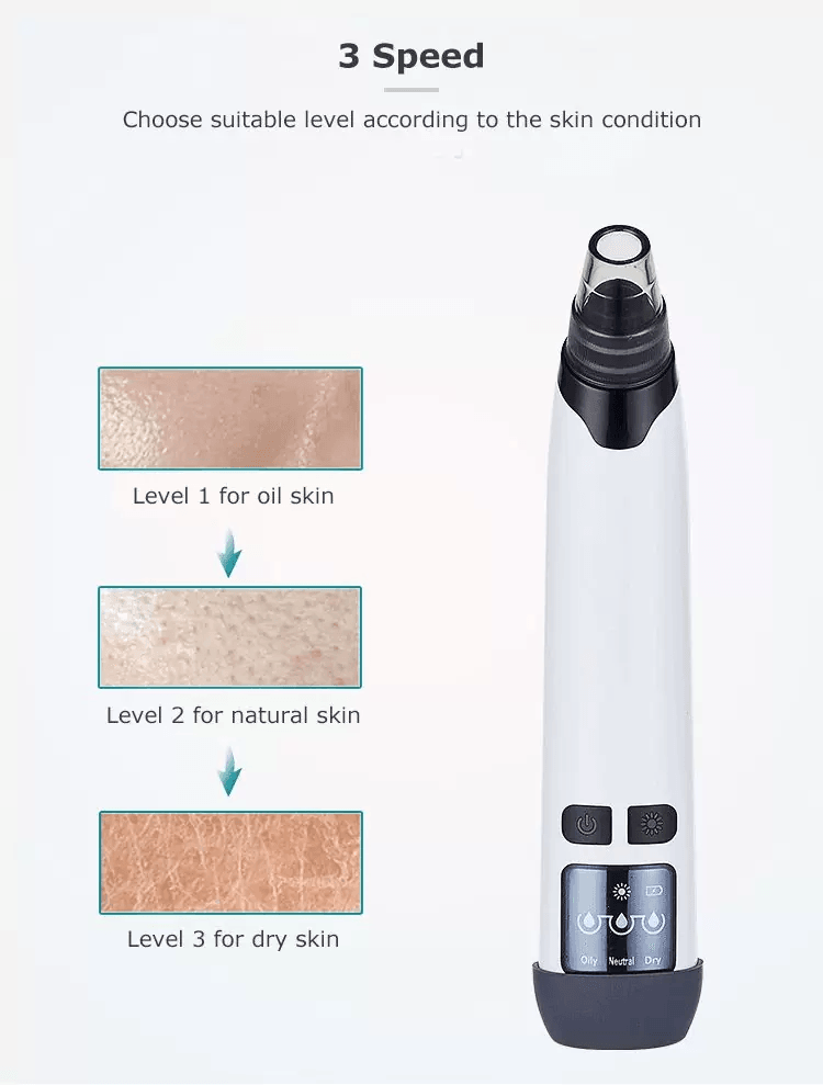 Portable blackhead remover suitable for all skin types.