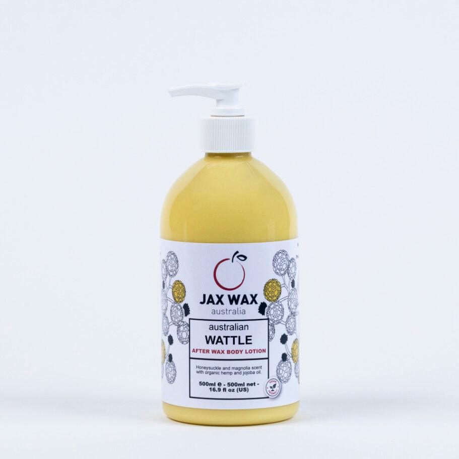 JAX WAX AUSTRALIA Australian Wattle After Wax Body Lotion. Front part of the product. White background.