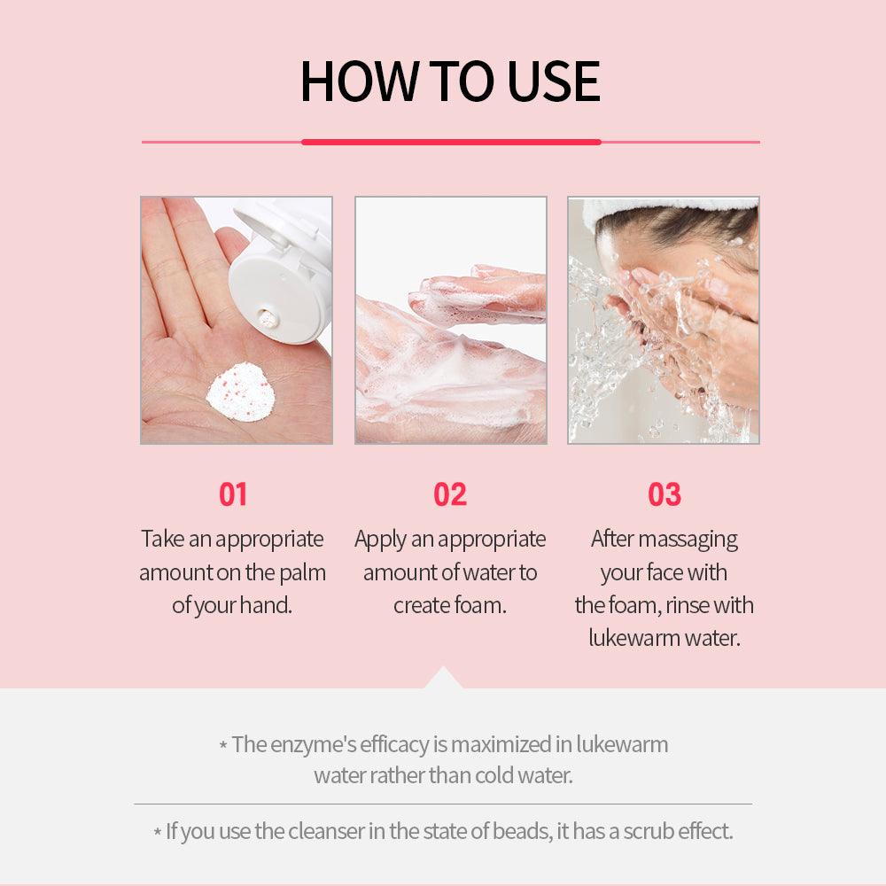 Enzyme Exfoliating Facial Wash how to use. Instruction manual.