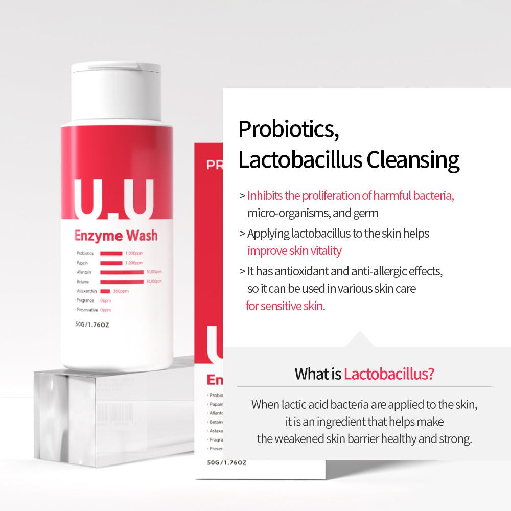 Enzyme Exfoliating Facial Wash. Product detail page containing lactobacillus.